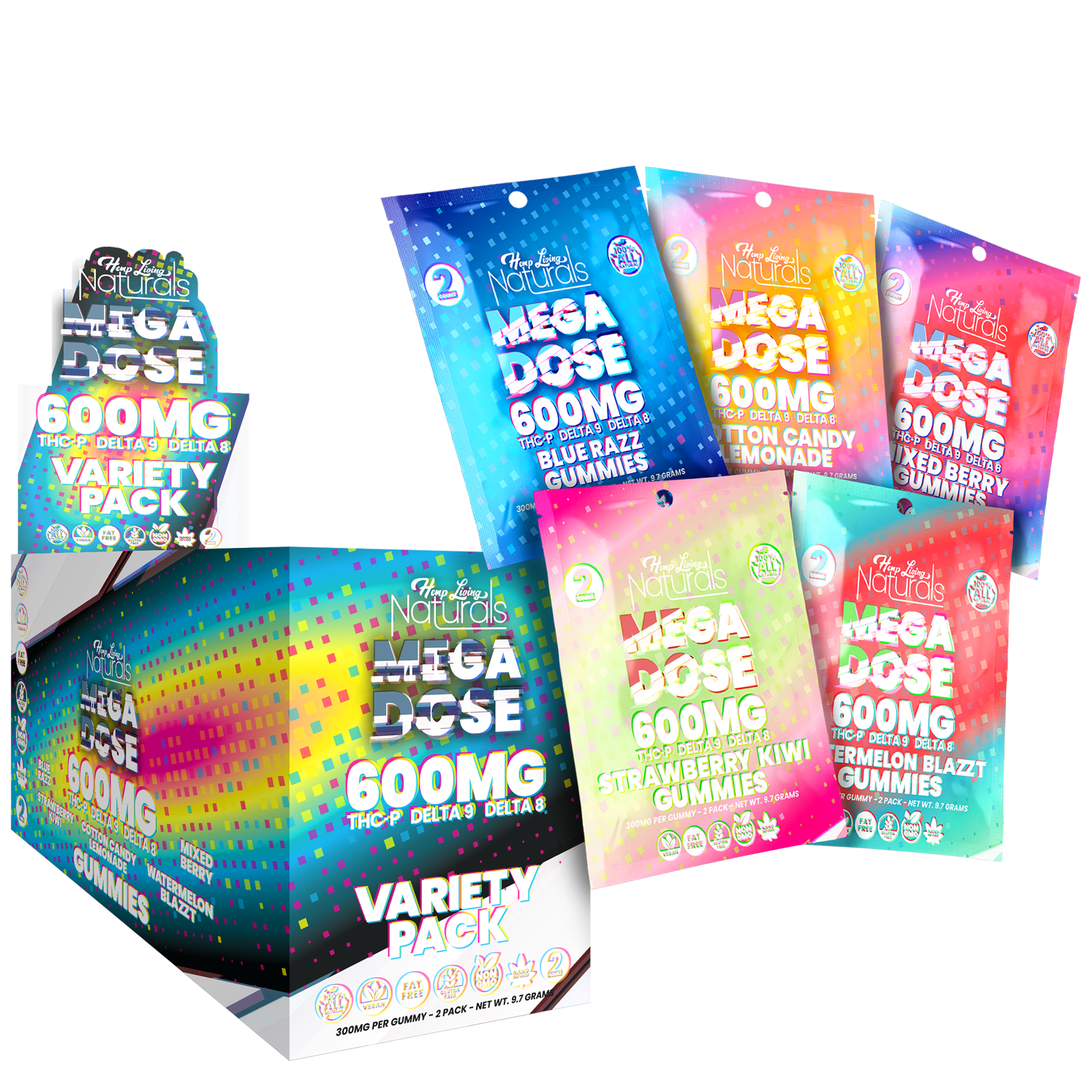 Mega Dose 600mg Gummies / Blue Razz